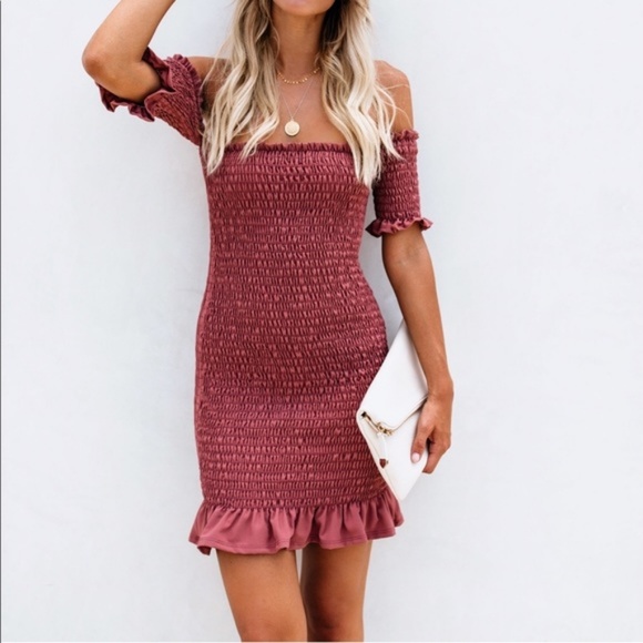 Vici Dresses & Skirts - Vici Smocked off the shoulder Dress